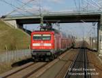 In der Nhe von Wustermark saust 112 107 mit 160km/h gen Rathenow.