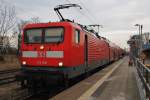 Hier 112 108 mit einem RE3 (RE18349) von Schwedt(Oder) Hbf. nach Wünsdorf-Waldstadt, dieser Zug stand am 2.1.2014 in Schwedt(Oder) Hbf.