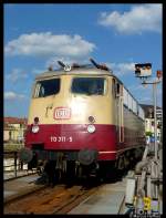 113 311-5 auf der Drehscheibe im Bw Nrnberg-Gostenhof bei der 175-Jahr-Feier der Eisenbahn in Deutschland am 21.