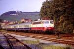 07.Aug. 1991 vorbei am Haltepunkt HN-Sülmertor einfahrend Hbf.-Heilbronn 114 500-2 ( Bw TS 1 )( Ex. 112 500-4 ) mit Dz 20 147 von Heidelberg nach Tübingen 