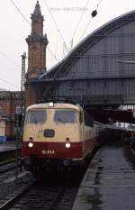 HBF Bremen am 8.6.1988 um 10.11 Uhr:
112311 mit IC  Oldenburg City  nach Hannover.