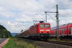 114 014 mit Regionalzug bei der Durchfahrt durch Niedermittlau (Strecke Hanau - Fulda).