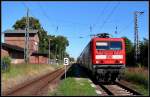114 012-8 vor RE38311 nach Cottbus, muss in Sternberg auf den Gegenzug warten.  am 29.07.08 