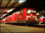 Lok 114 019 wird mit Zug am 18.11.06 in Cottbus fr die Fahrt nach Elsterwerda (RE18) vorbereitet.