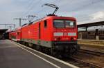 114 018 steht mit einen RE in Richtung Frankfurt/M. am 19.08.15 im Bhf.Fulda bereit.