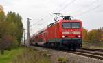 114 035 führte am 25.10.15 einen RE aus Magdeburg kommend durch Greppin nach Leipzig.