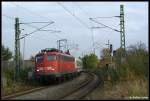 115 307 mit dem letzten Urlaubsexpress im Jahr 2009 aus Stralsund nach Rostock am 24.10.09 in Rostock