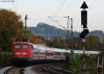 115 114-1 mit dem Pbz 1958 (Basel Bad Bf-Frankfurt (M) Hbf) bei Efringen Kirchen 24.10.09