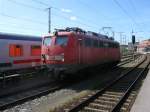 Am 05.Mai 2012 wartete 115 278,in Stralsund,auf dem Uex 2424 aus Kln m den Zug weiter nach Binz zubernehmen.