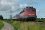 115 346-9 ist mit einem Bahntouristik Sonderzug am 22.06.2012 bei Ltzelsachsen