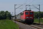 139 313 mit einem Mega Kombi Zug in Bornheim am 22.05.2010