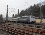 139 558 von Railadventure berfhrt am 26. Mrz 2013 einen Pesa Link durch Kronach in Richtung Saalfeld.
