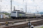 Lok 193 558-1 Railadventure fährt beim Badischen Bahnhof ein. Die Aufnahme stammt vom 30.04.2018.