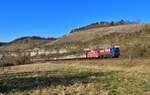 139 287 + 140 432 mit dem Henkelzug am 08.03.2022 bei Himmelstadt.