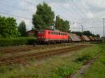 140 537 mit Stahlplattenzug auf dem Weg Richtung Bremen in Eystrup am 23.6.2007