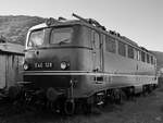 In Brohl-Lützing war die 1959 gebaute Elektrolokomotive E40 128 als Teil der Fahrzeugausstellung zum 120-jährigem Jubiläum der Brohltalbahn zu sehen.