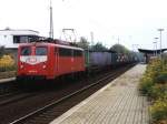 140 199-9 mit Gterzug FZ 45111 Kijfhoek (die Niederlande)-Gremberg auf Bahnhof Viersen am 21-10-1992.