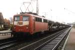 140 735-2 mit Gterzug auf Bahnhof Salzbergen am 06-11-1999.