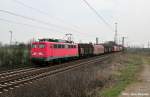 140 681-8 mit einem Stahlzug aus Peine,am Anfang der Hannover GUB (Ahlten 08.04.10)