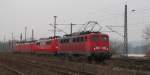 DB 140 861-6 + 151 015-5 + 189 006-6 + 152 141-8 als Lokzug Richtung Grokorbetha, in Naumburg (S) Hbf; 19.02.2011