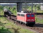 140 691-7 bei der Einfahrt in den Bahnhof Stralsund.