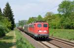 140 217-1 mit einem gemischten Gterzug zwischen Bad Honnef un Unkel. Aufgenommen am 07/05/2011.