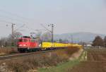 140 855-8 ist ist einem Gterzug am 14.03.2013 in Ltzelsachsen