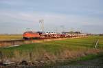 140 535-6 fuhr am 04.02.2014 mit einem Güterzug von Osnbarück nach Emden, hier bei Petkum.