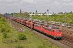 Doppeltraktion
Lokomotive 140 805-3 als Doppeltraktion mit Güterzug am 01.05.2015 in Köln-Porz.