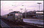 Am 27.1.1990 kam 140796 zu internationalen D-Zug Ehren. Sie war mit dem D 2246 hier um 15.31 Uhr in Löhne unterwegs nach Amsterdam!