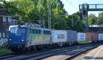 EGP mit  140 838-4  (NVR:  91 80 6 140 838-4 D-EGP ) verlässt mit Containerzug den Hamburger Hafen am 08.09.21 Durchfahrt Bf.