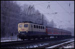 Einfahrt des RB aus Münster mit DB 141348-3 am 29.2.2004 um 10.35 Uhr in den Bahnhof Hasbergen.