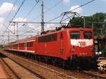 141 157-8 mit RB 61  Wiehengebirgs-Bahn  12162 Bielefeld-Bad Bentheim auf Bahnhof Bad Bentheim am 16-6-2001. Bild und scan: Date Jan de Vries.