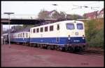 141295 mit E 3597 nach Göttingen am 10.9.1989 um 15.44 Uhr in Einbeck.