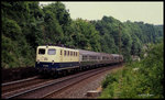 141443 mit dem N 8612 nach Münster hier am 2.6.1998 um 11.24 Uhr im südlichen Tunneleinschnitt kurz vor Erreichen des Bahnhof Lengerich.