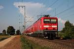 In Kürze erreicht 143 316-8 zusammen mit der am Zugschluss mitlaufenden 143 364-8 und ihrer RB (Freiburg (Brsg) Hbf - Müllheim (Baden)) am 13.09.2016 den Zielbahnhof.