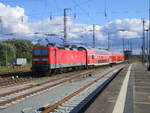 Am 02.September 2019 schob die 143 333 den RE,nach Neubrandenburg,aus dem Stralsunder Hbf.