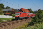 143 568 mit ihrer S1 nach Bad Schandau am 07.09.2024 bei Rathen.