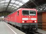 Am 19.08.2008, stand 143 070- 1, mit einem RE nach Dresden, im Leipziger Hauptbahnhof.