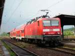 Am 16.06.2008 fuhr 143 829- 0 ( Schublok ) mit einer RB nach Leipzig in den Bahnhof Altenburg.