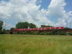 Br 143 mit frisch untersuchter x-Wagen Garnitur aus Nrnberg in Richtung Ruhrgebiet auf dem Mainviadukt am Abzweig Kostheim. 02.06.09