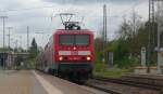 Am 30.04.09 hatte die 143 802-7 mit ihren RE Einfahrt in den Reutlinger Hbf.