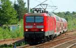 143 967 bespannte am 04.06.11 eine S2 vom Flughafen Dresden nach Pirna. An beiden Enden hing ein Steuerwagen. Fotografiert vom Bahnhof Dresden-Klotzsche.