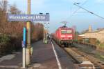 143 337-4 steht mit dem RE 26090 nach Leipzig Hbf in Markkleeberg Mitte.