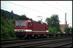 143248 mit Güterzug bei Porta Westfalica am 25.5.1997 um 14.19 Uhr in Richtung Löhne.