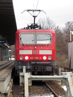 S-Bahn Endhaltestelle Roth am 04.01.2017. 143 358-0 seit Herbst 16 von Düsseldorf nach Nürnberg umbeheimatet.