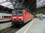 Lok 143 217 in Leipzig Hbf mit RB17619 nach Eilenburg Ost, 13.05.06