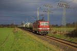 Delta Rail 243 650 am 06.11.2022 mit Kesselzug von Stendell nach Frankfurt Oderbrücke. Aufgenommen in Voigdehagen bei Stralsund.