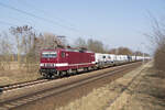 243 179 (143 179) mit dem Crafterzug auf dem Weg nach Emden. An dieser Stelle war die Strecke einmal viergleisig und führte von Mahlow nach Schönefeld bei Berlin. 09.03.2025 Wassmannsdorf/ Waßmannsdorf