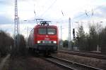 Die MEG hilft bei DB Regio mit der BR 143 hier an der RB 14 am 08.02.2011 in Berlin Eichgestell